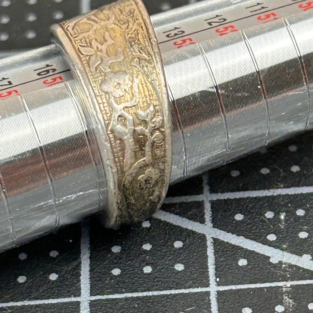 Reed & Barton Sterling Silver Spoon Ring Crane Heron Floral Bypass Size 7.25‎
